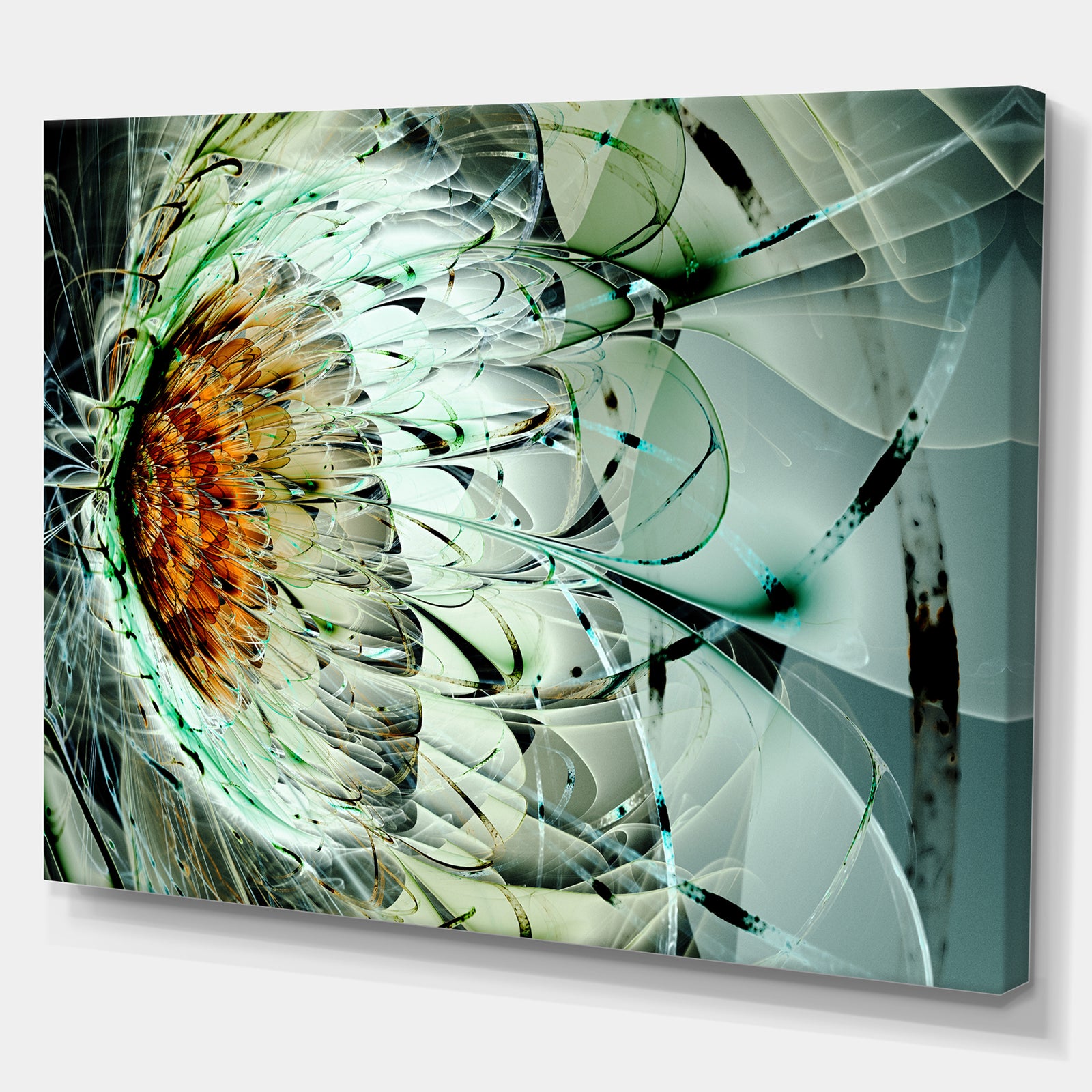 Orange 3D Exotic Flower in Tail Commet - Digital Art on wrapped Canvas