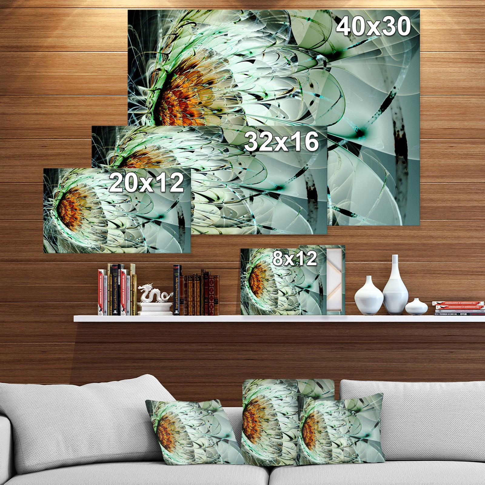 Orange 3D Exotic Flower in Tail Commet - Digital Art on wrapped Canvas