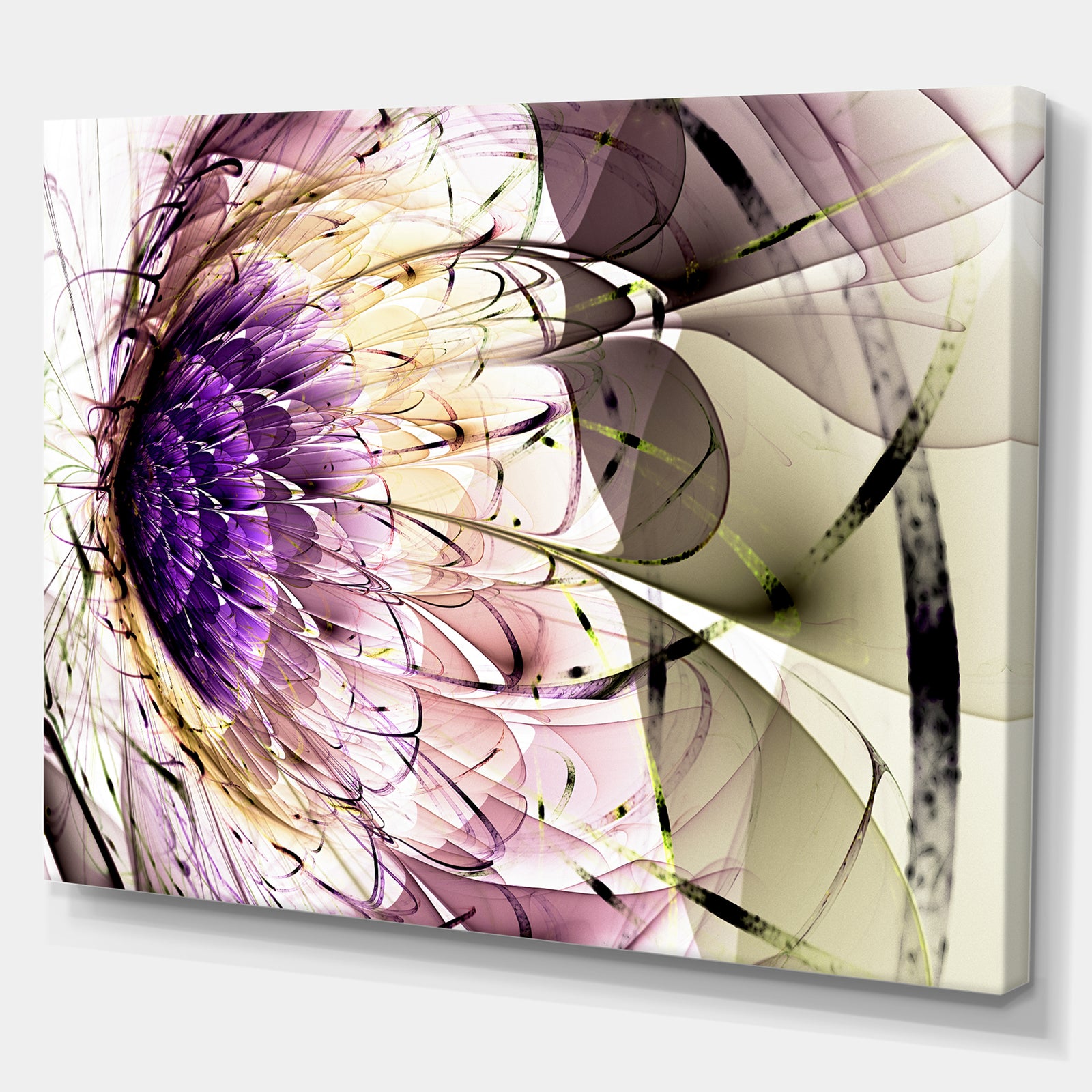 Purple 3D Exotic Flower in Tail Commet - Digital Art on wrapped Canvas