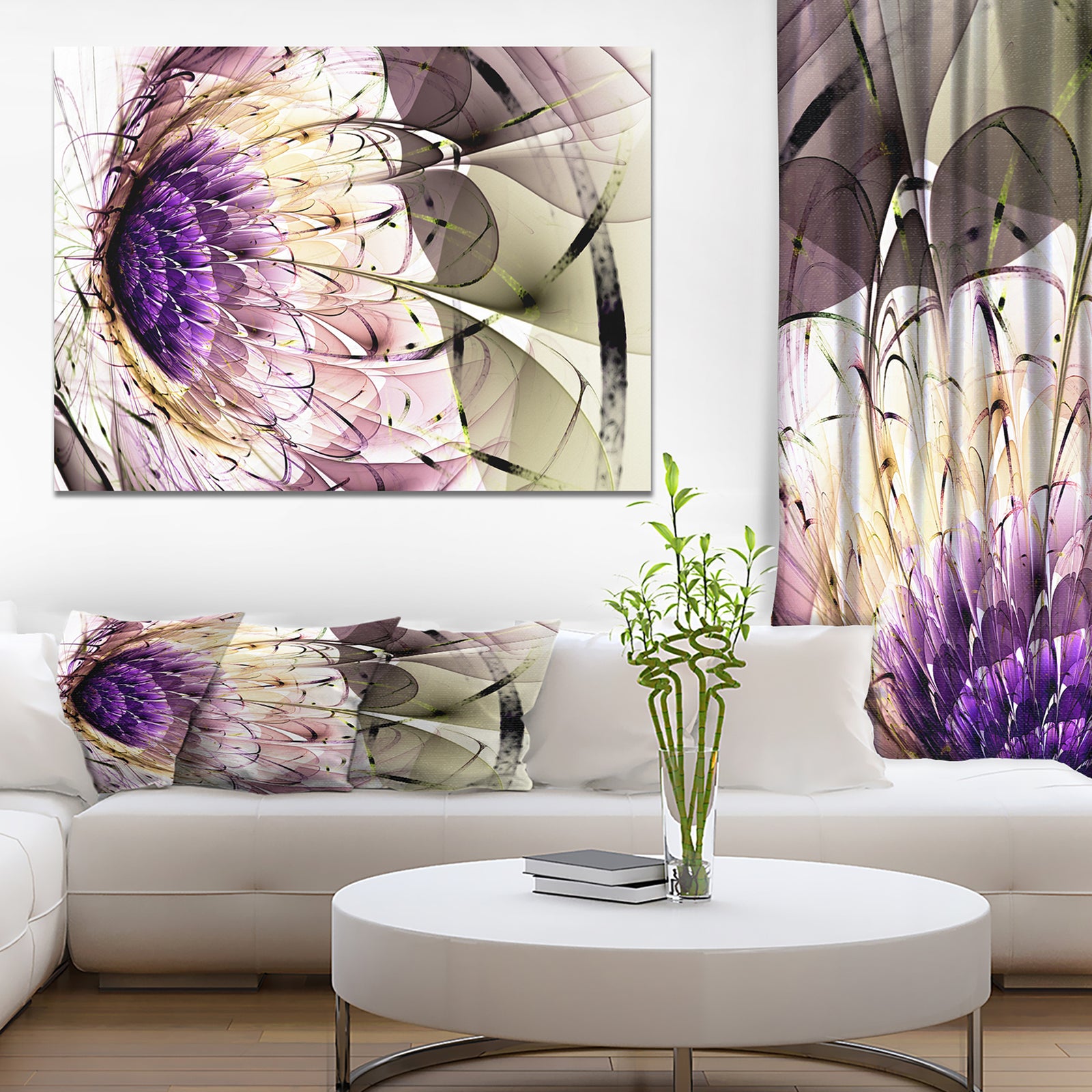 Purple 3D Exotic Flower in Tail Commet - Digital Art on wrapped Canvas