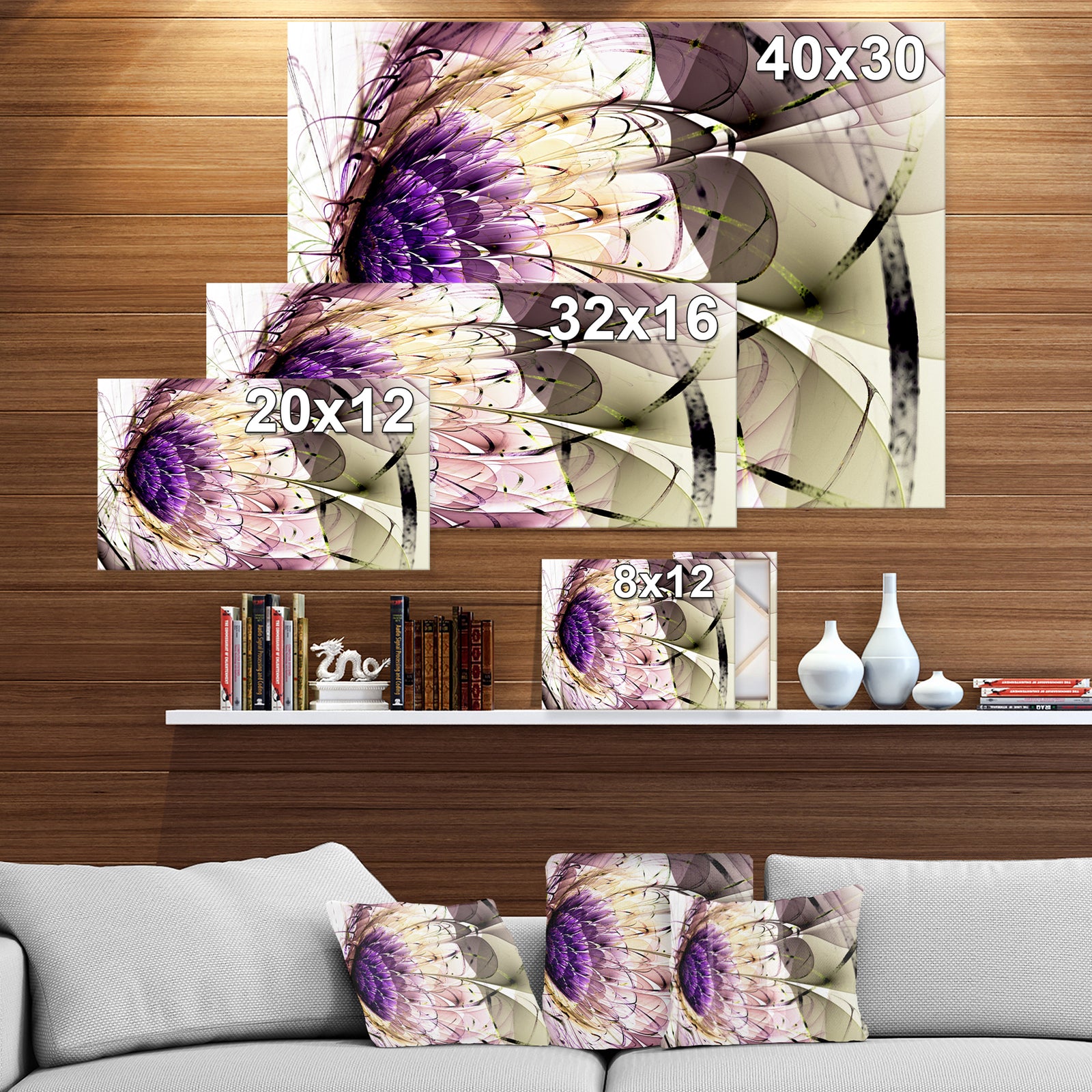 Purple 3D Exotic Flower in Tail Commet - Digital Art on wrapped Canvas