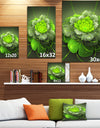 Green 3D Lotus Exotic Flower - Floral Contemporary Art on wrapped Canvas