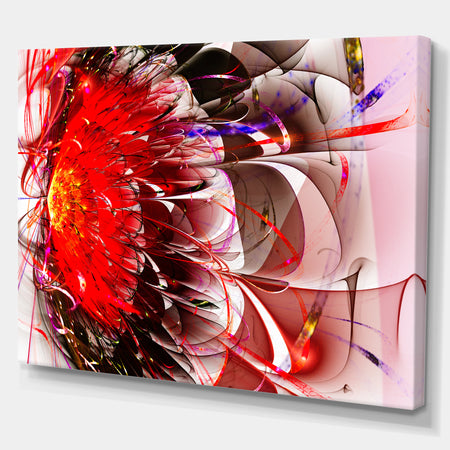 Red 3D Exotic Flower in Tail Commet - Floral Contemporary Art on wrapped Canvas