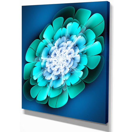 Green and Blue 3D Illustration - Floral Contemporary Art on wrapped Canvas