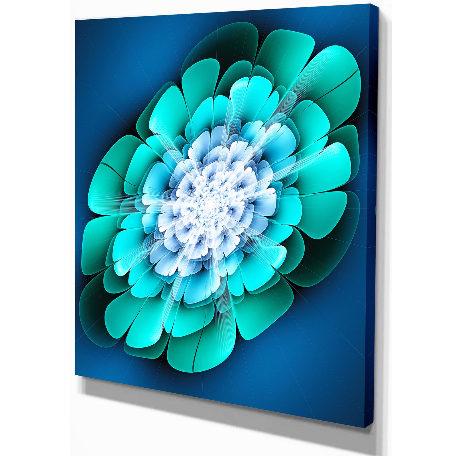 Green and Blue 3D Illustration - Floral Contemporary Art on wrapped Canvas