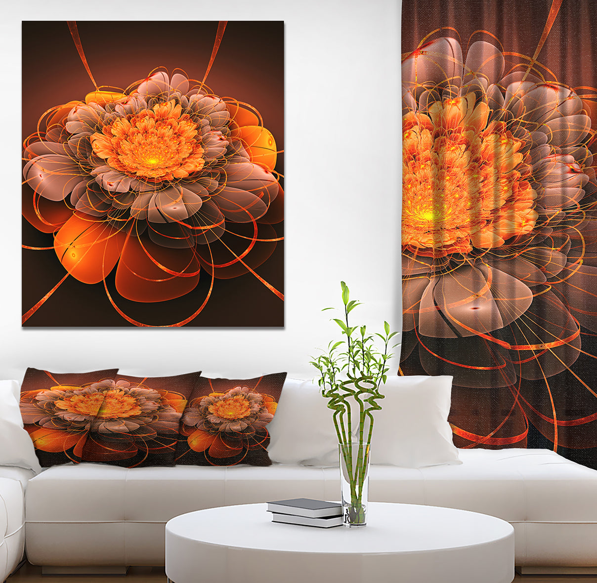 Red Lotus Space Exotic Flower - Floral Contemporary Art on wrapped Canvas