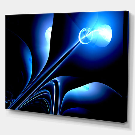 Flower in electric Blue - Floral Contemporary Art on wrapped Canvas