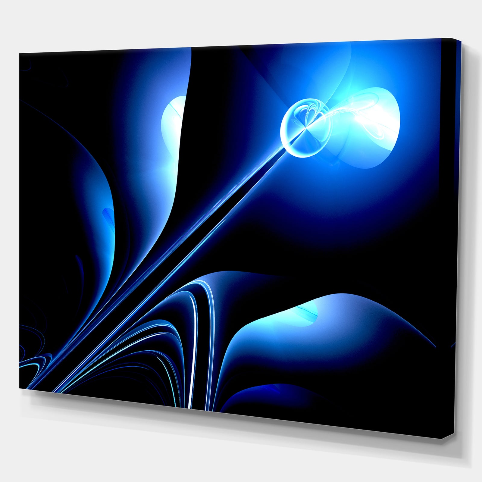 Flower in electric Blue - Floral Contemporary Art on wrapped Canvas