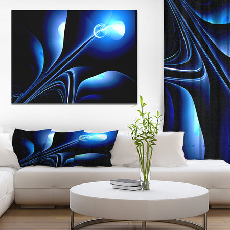 Flower in electric Blue - Floral Contemporary Art on wrapped Canvas