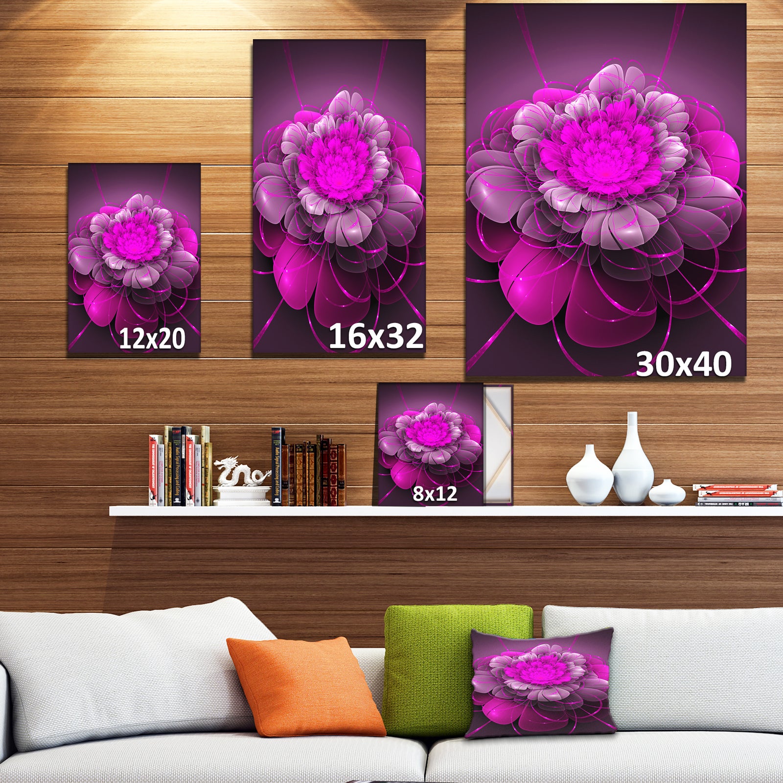 Pink Lotus - Floral Contemporary Art on wrapped Canvas