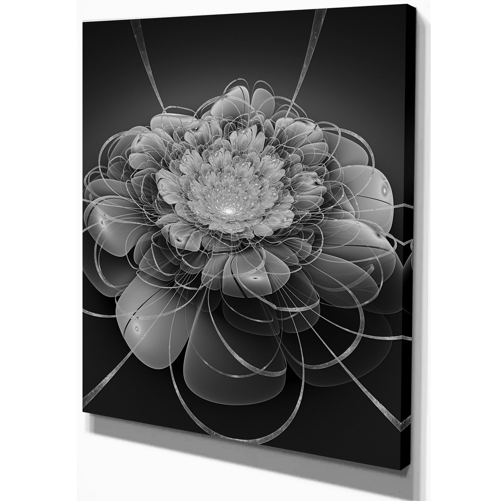 Gray Lotus Space Flower - Floral Contemporary Art on wrapped Canvas