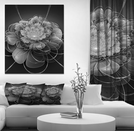 Gray Lotus Space Flower - Floral Contemporary Art on wrapped Canvas