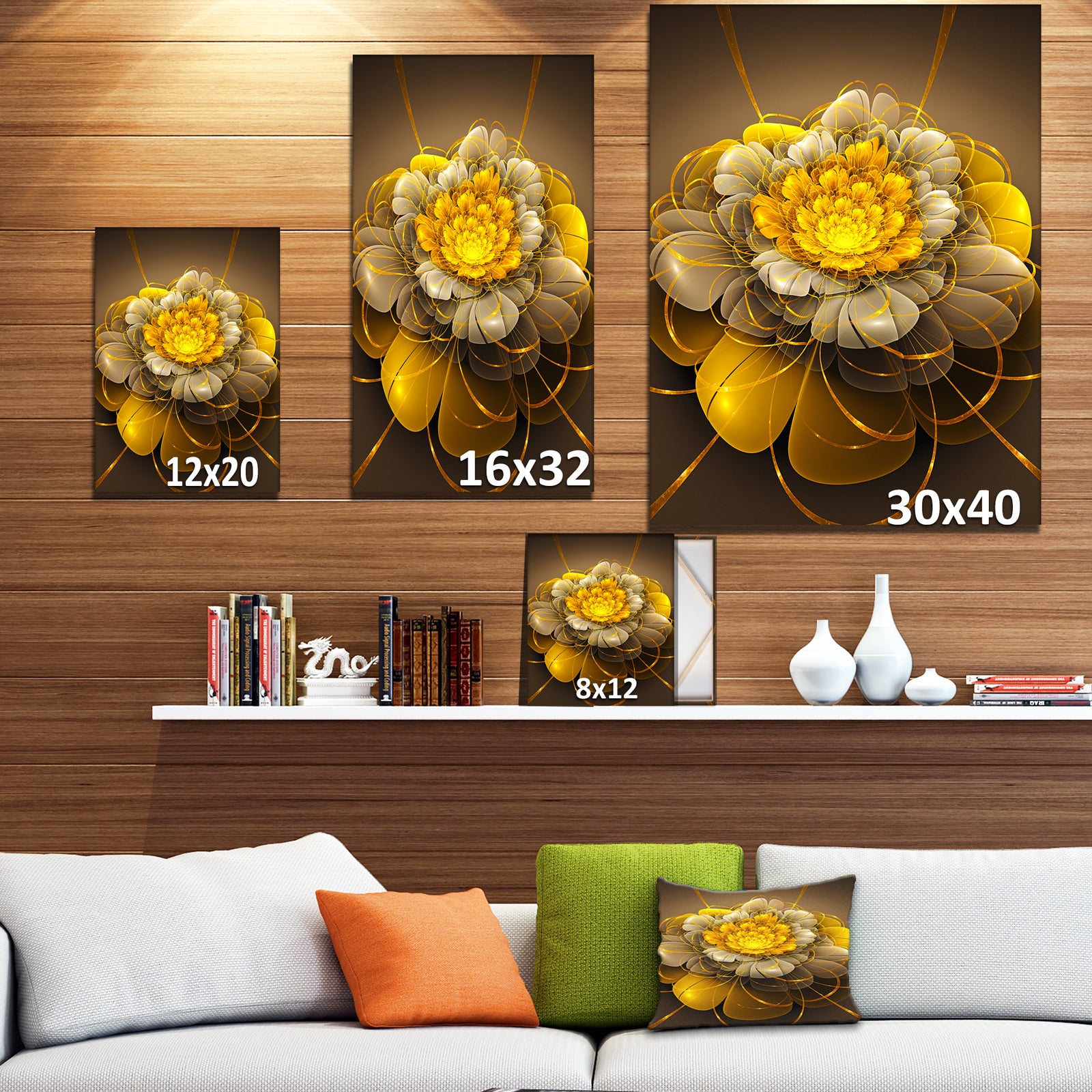 Golden Rose 3d ilustration Digital Artwork - Digital Art on wrapped Canvas
