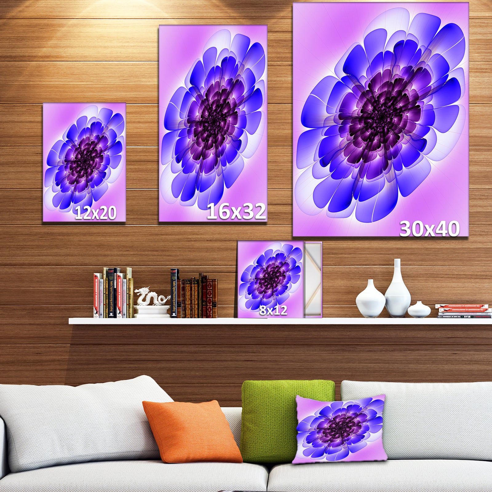 Blue Petal Exotic Abstract Art work - Digital Art on wrapped Canvas