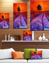 Lavender Field in Golden Sunset - Floral Painting Print on Wrapped Canvas