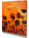 Sunflower Field Abstract Artwork - Floral Painting Print on Wrapped Canvas