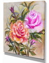 Yello and Pink Roses - Floral Painting Print on Wrapped Canvas