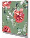 Red Flowers in Green Background - Floral Painting Print on Wrapped Canvas on wrapped Canvas