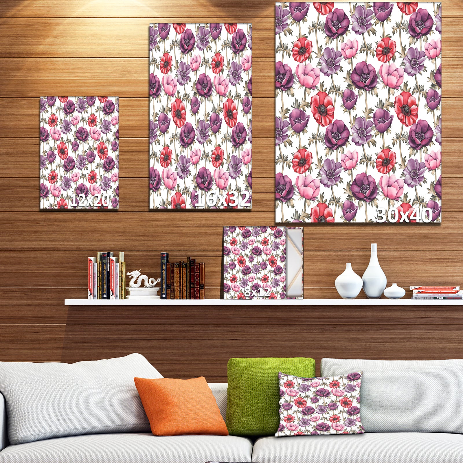 Colorful Abstract Floral Pattern - Floral Painting Print on Wrapped Canvas