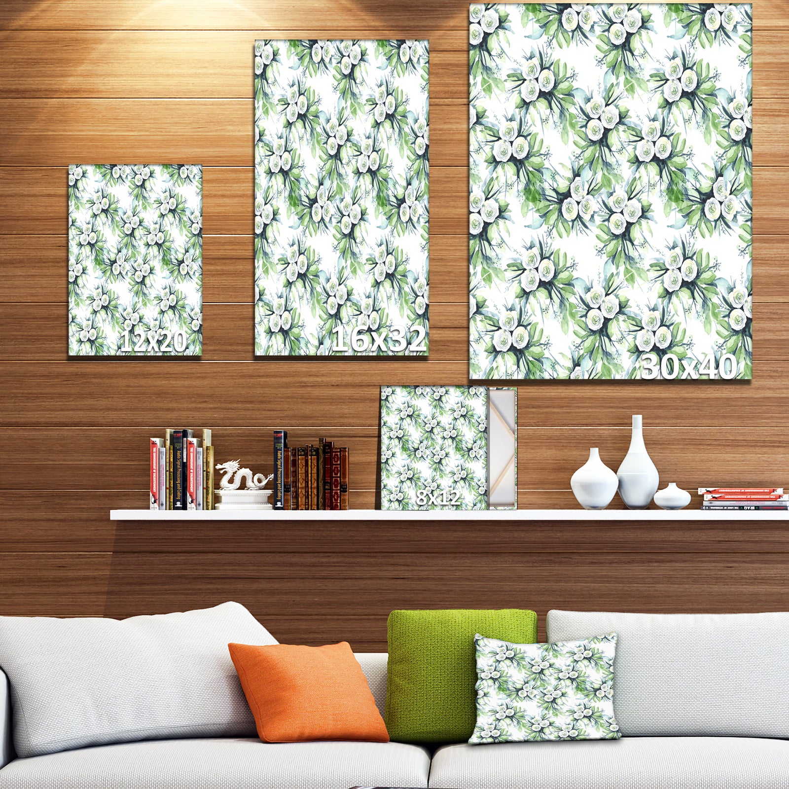 Elegant White Roses Bridesmaid's Bouquet - Floral Painting Print on Wrapped Canvas