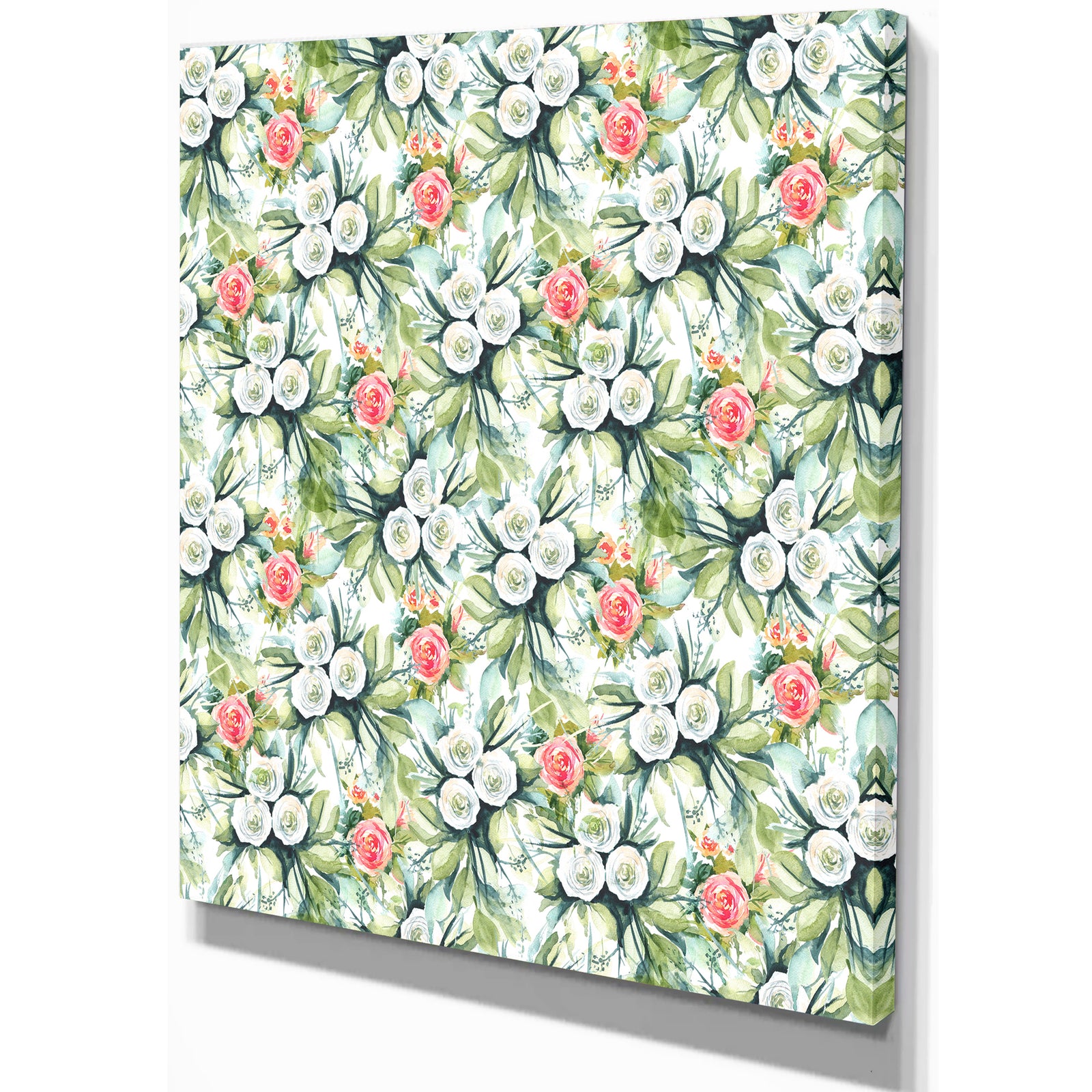 Floral Seamless pattern Flower Background - Floral Painting Print on Wrapped Canvas