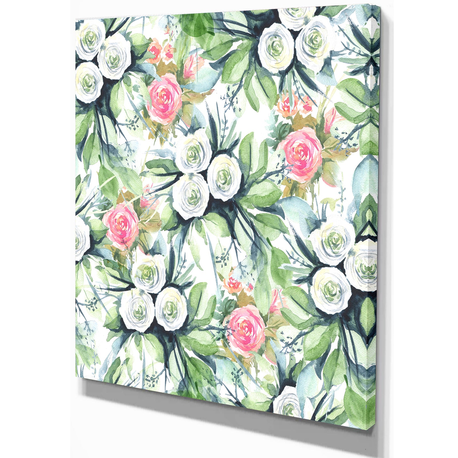 Wedding Flowers in White and Yellow Roses - Floral Painting Print on Wrapped Canvas