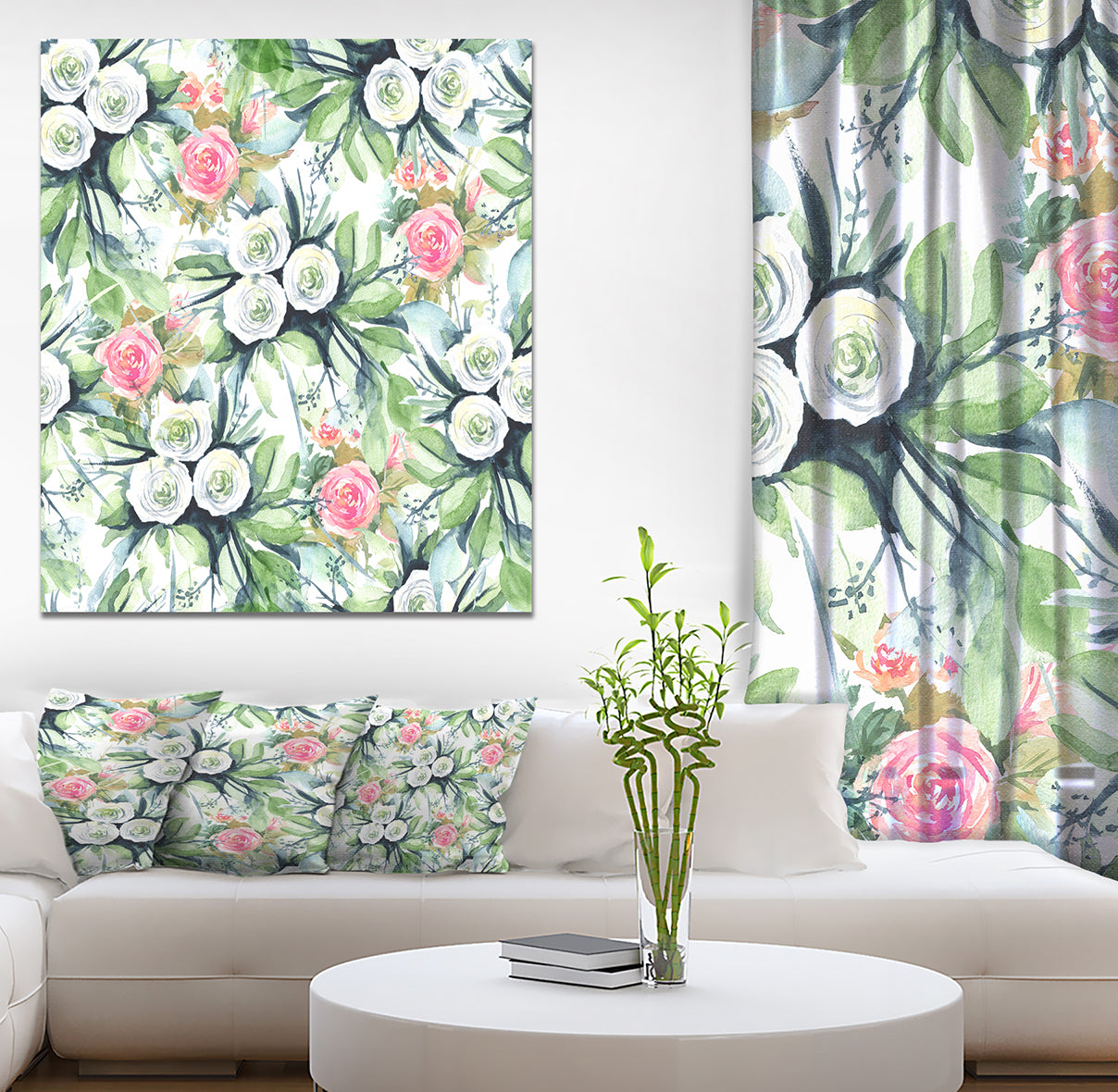 Wedding Flowers in White and Yellow Roses - Floral Painting Print on Wrapped Canvas