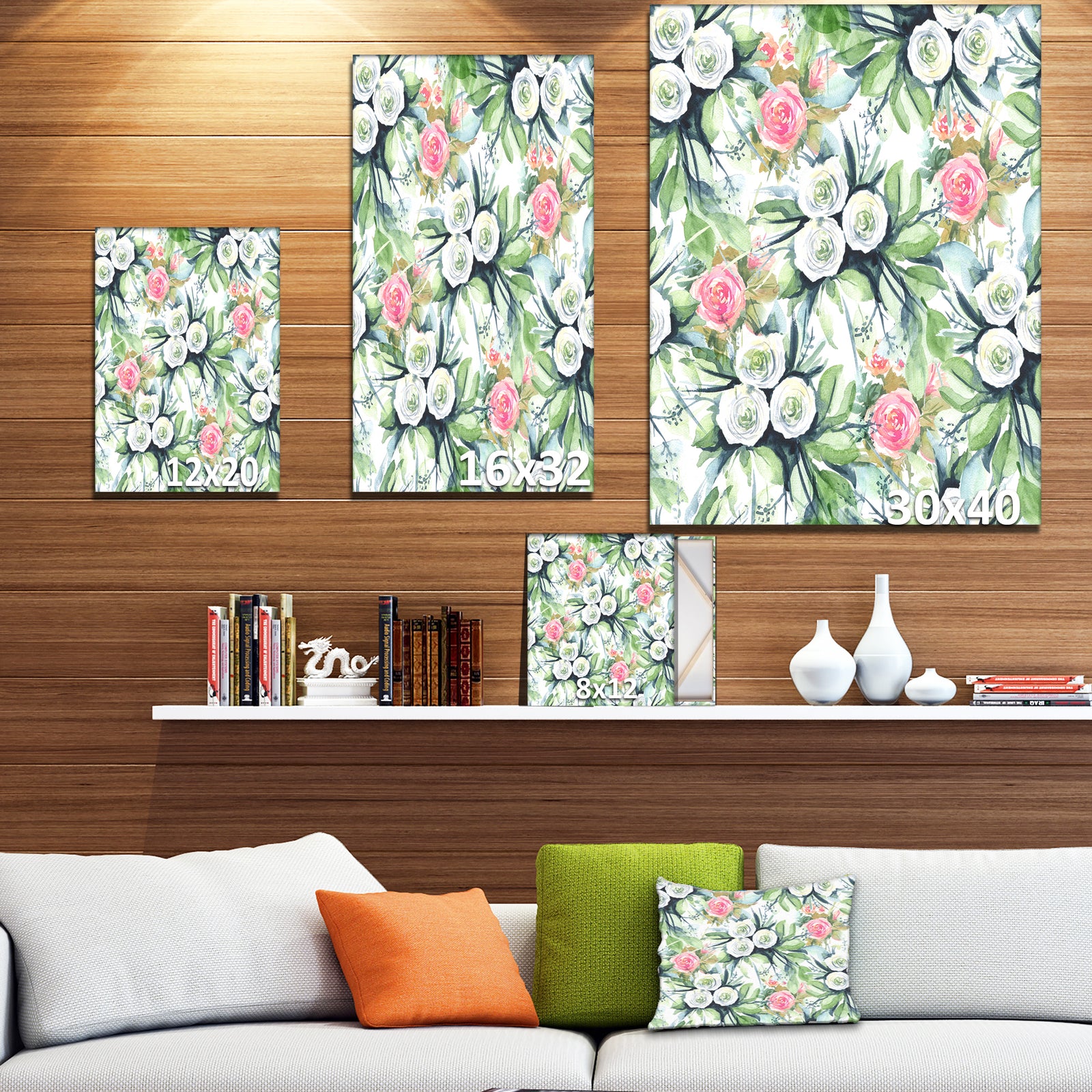 Wedding Flowers in White and Yellow Roses - Floral Painting Print on Wrapped Canvas