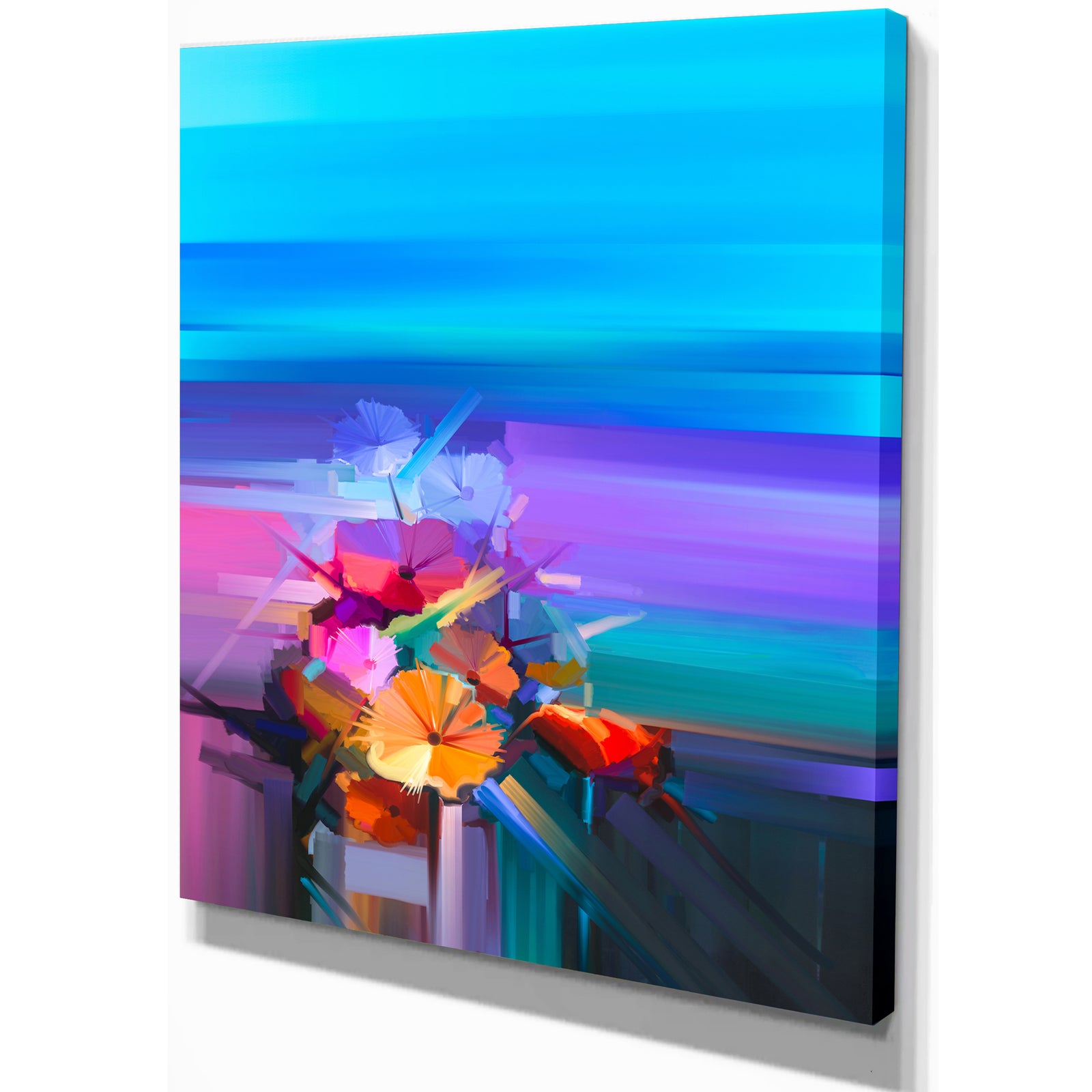 Abstract Floral Spring Flower - Floral Painting Print on Wrapped Canvas