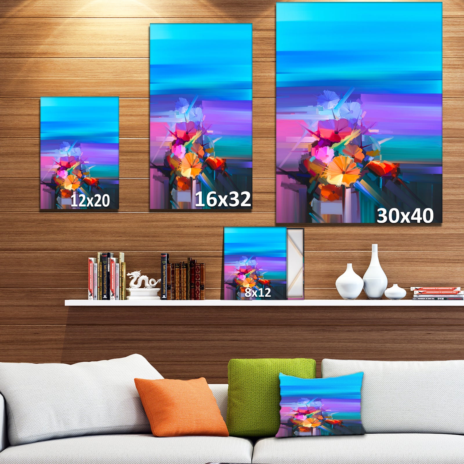 Abstract Floral Spring Flower - Floral Painting Print on Wrapped Canvas