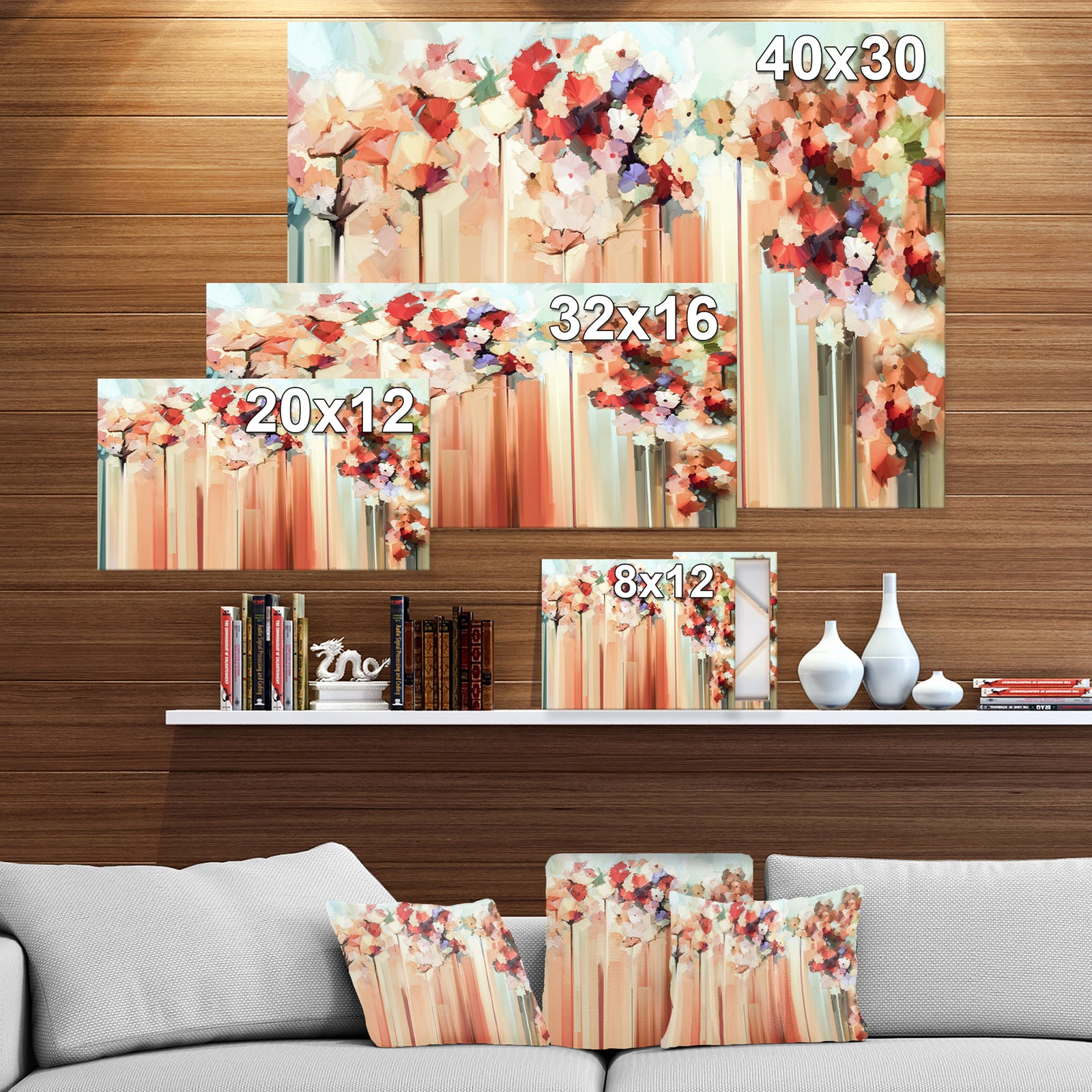 Abstract Floral oil color painting - Floral Painting Print on Wrapped Canvas