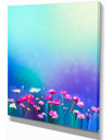 Abstract Pink Cosmos and Daisy Flower - Floral Painting Print on Wrapped Canvas