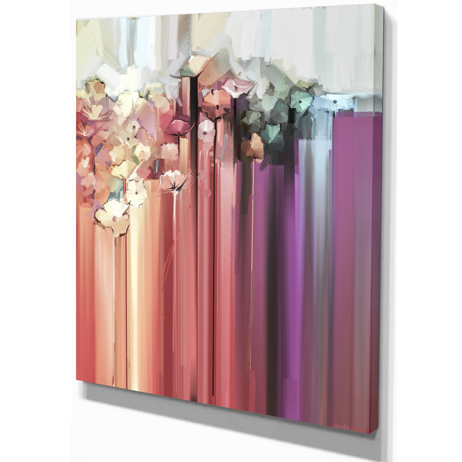 Abstract Spring Seasonal Vintage Style - Floral Painting Print on Wrapped Canvas