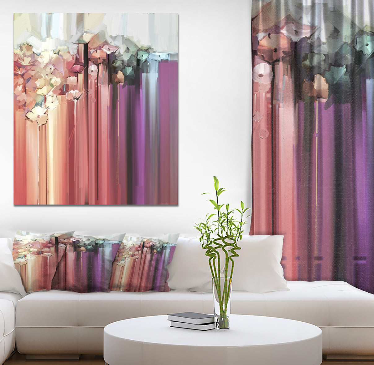 Abstract Spring Seasonal Vintage Style - Floral Painting Print on Wrapped Canvas