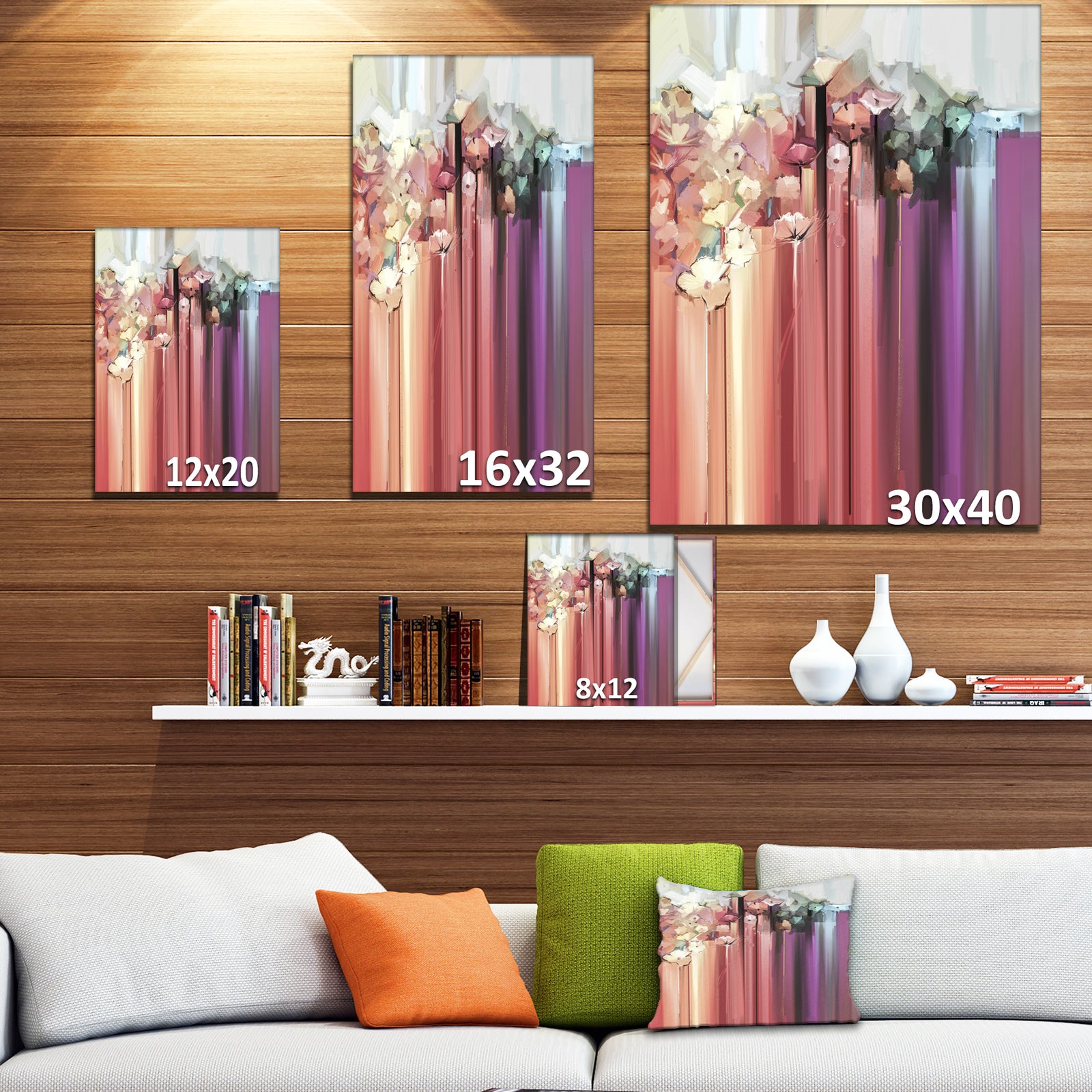 Abstract Spring Seasonal Vintage Style - Floral Painting Print on Wrapped Canvas