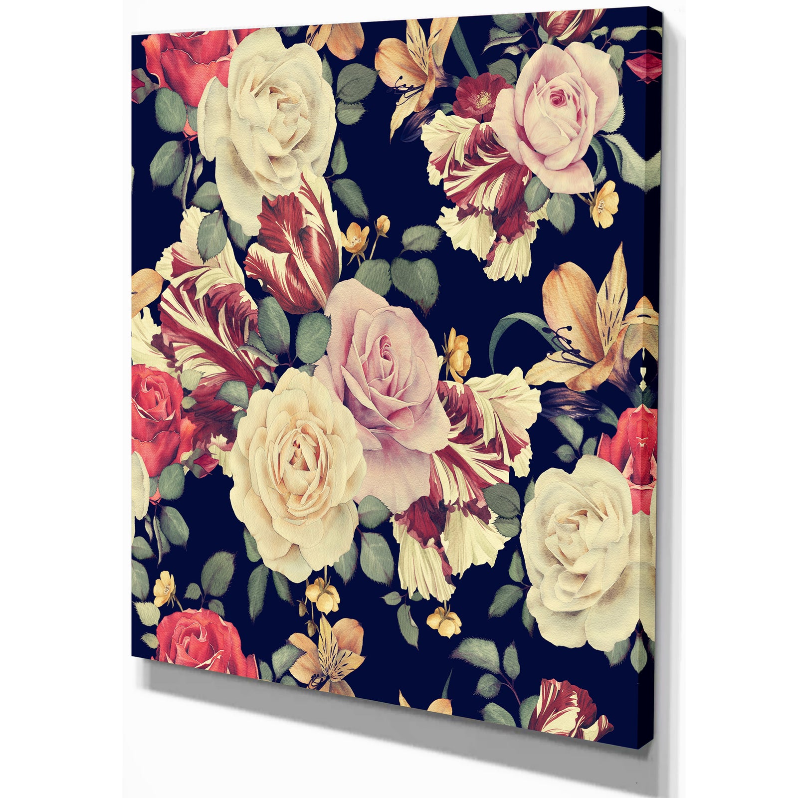 Colorful Roses Floral Pattern - Floral Painting Print on Wrapped Canvas