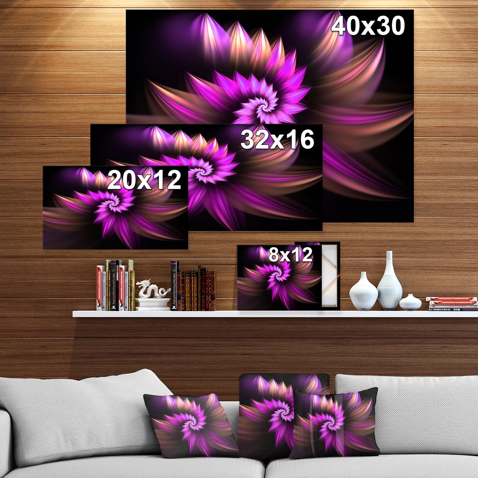 Flowery Purple - Digital Art on wrapped Canvas