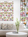 Pattern with flowers and birds - Floral Painting Print on Wrapped Canvas