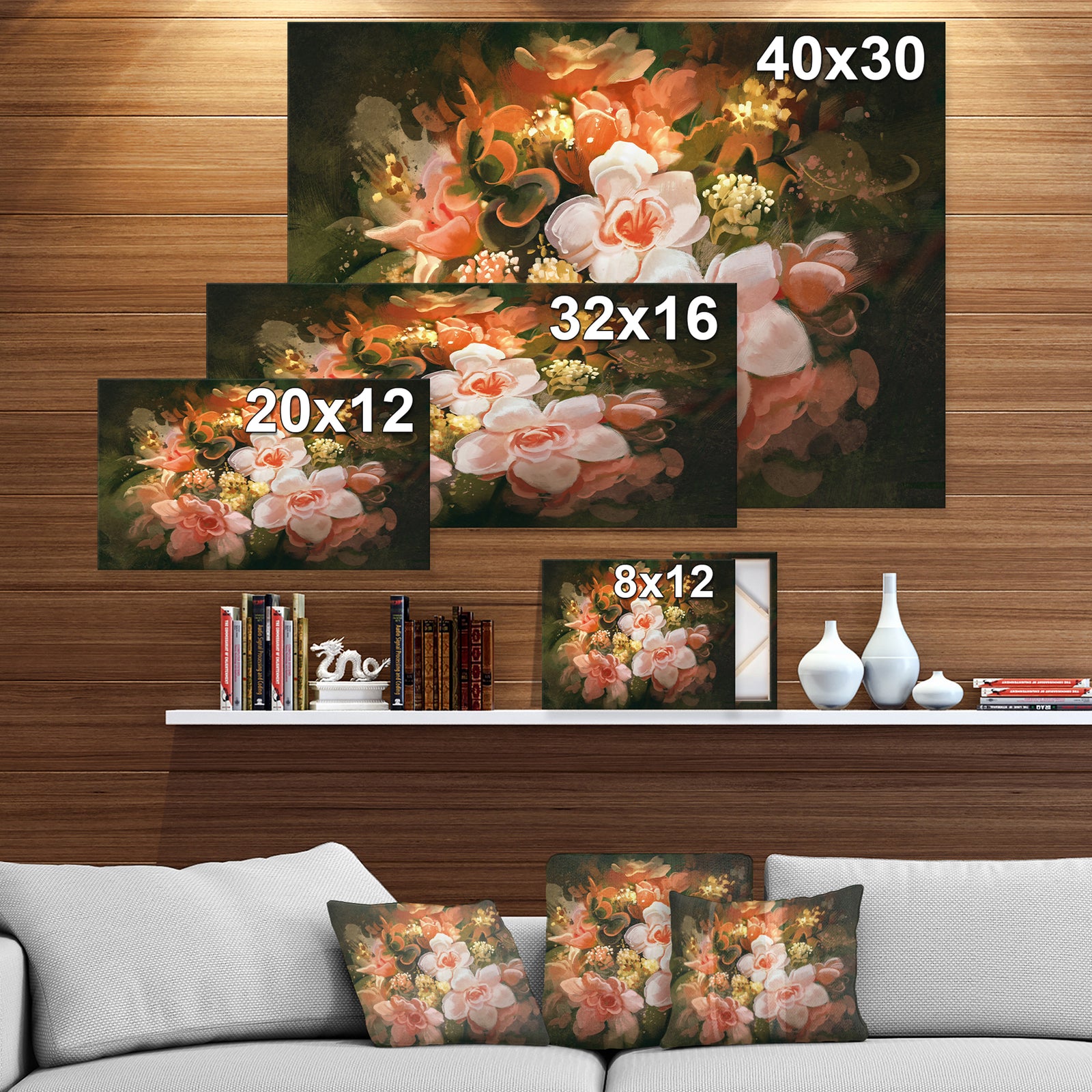 bouquet of flowers - Floral Painting Print on Wrapped Canvas