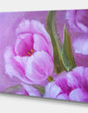 Pink Tulips - Floral Contemporary on wrapped Canvas