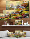 Sunset Stone Country Cottage - Floral Painting Print on Wrapped Canvas