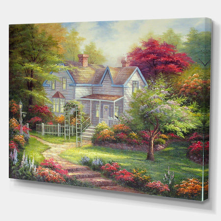 The Home in Oil Painting - Floral Painting Print on Wrapped Canvas