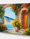 Colorful Flowers Street - Floral Painting Print on Wrapped Canvas