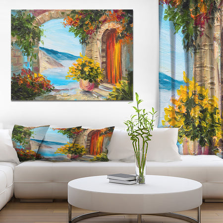 Colorful Flowers Street - Floral Painting Print on Wrapped Canvas