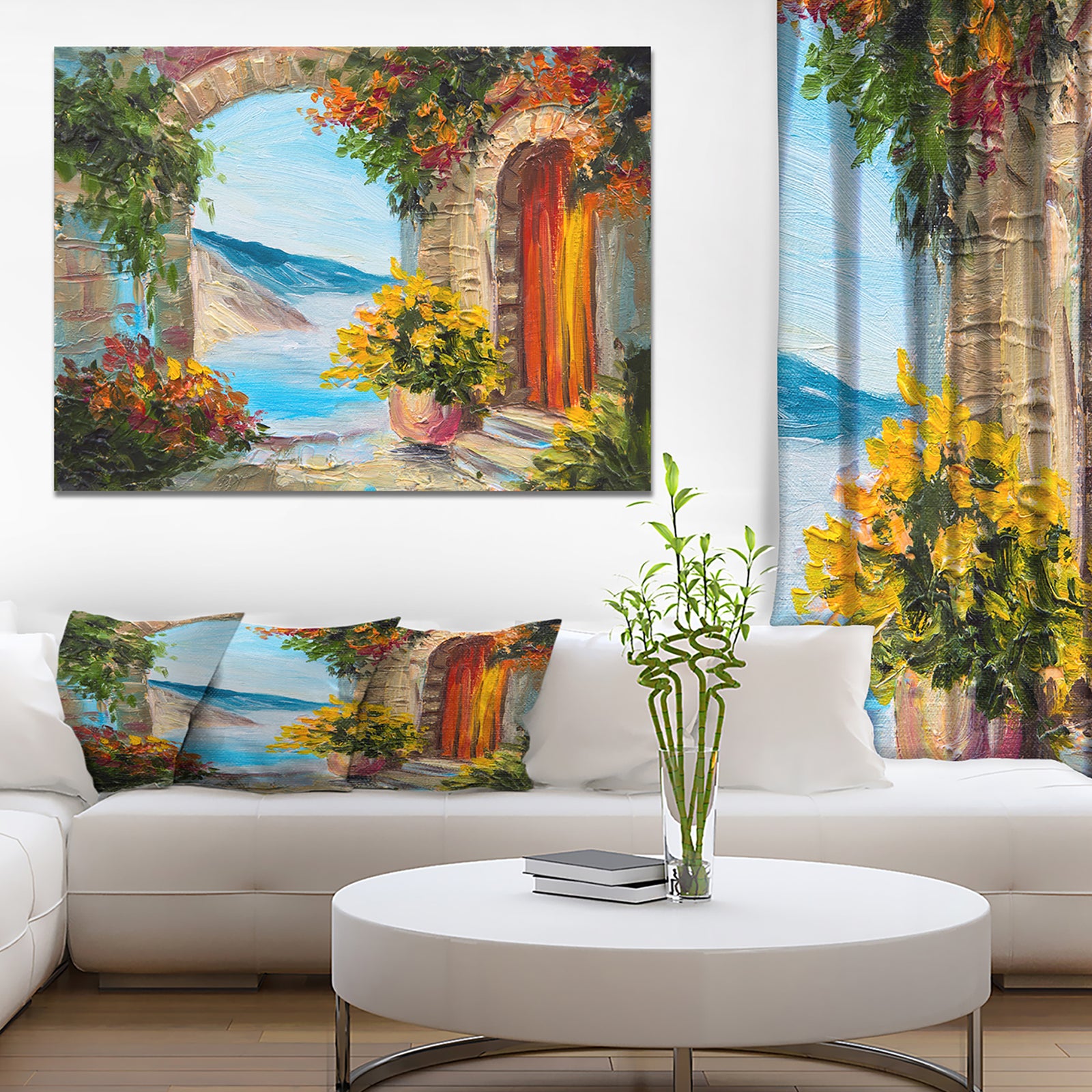 Colorful Flowers Street - Floral Painting Print on Wrapped Canvas