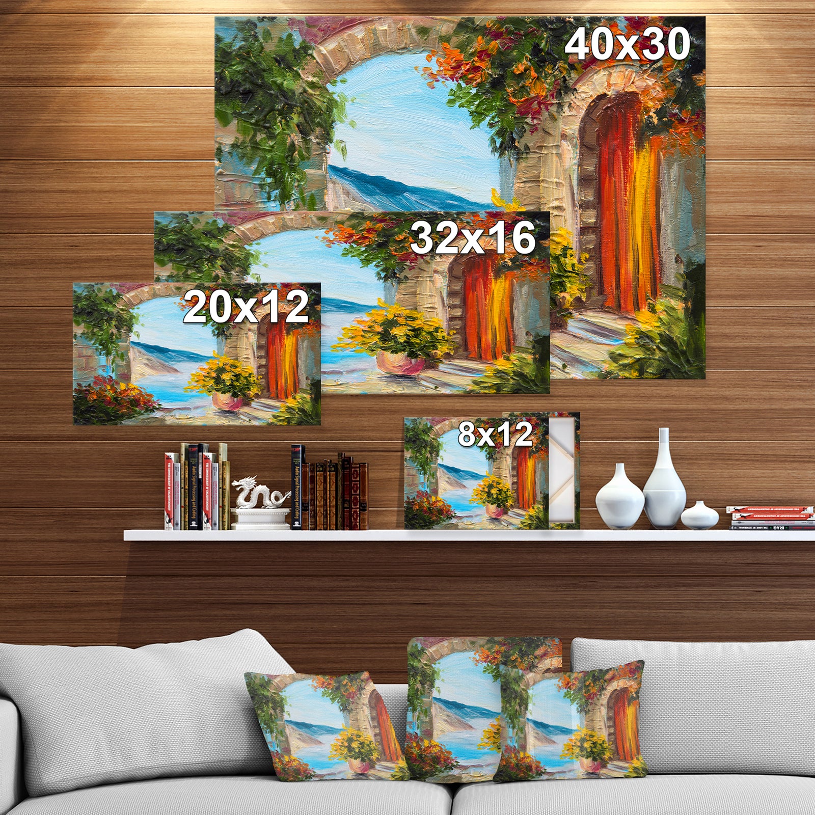 Colorful Flowers Street - Floral Painting Print on Wrapped Canvas