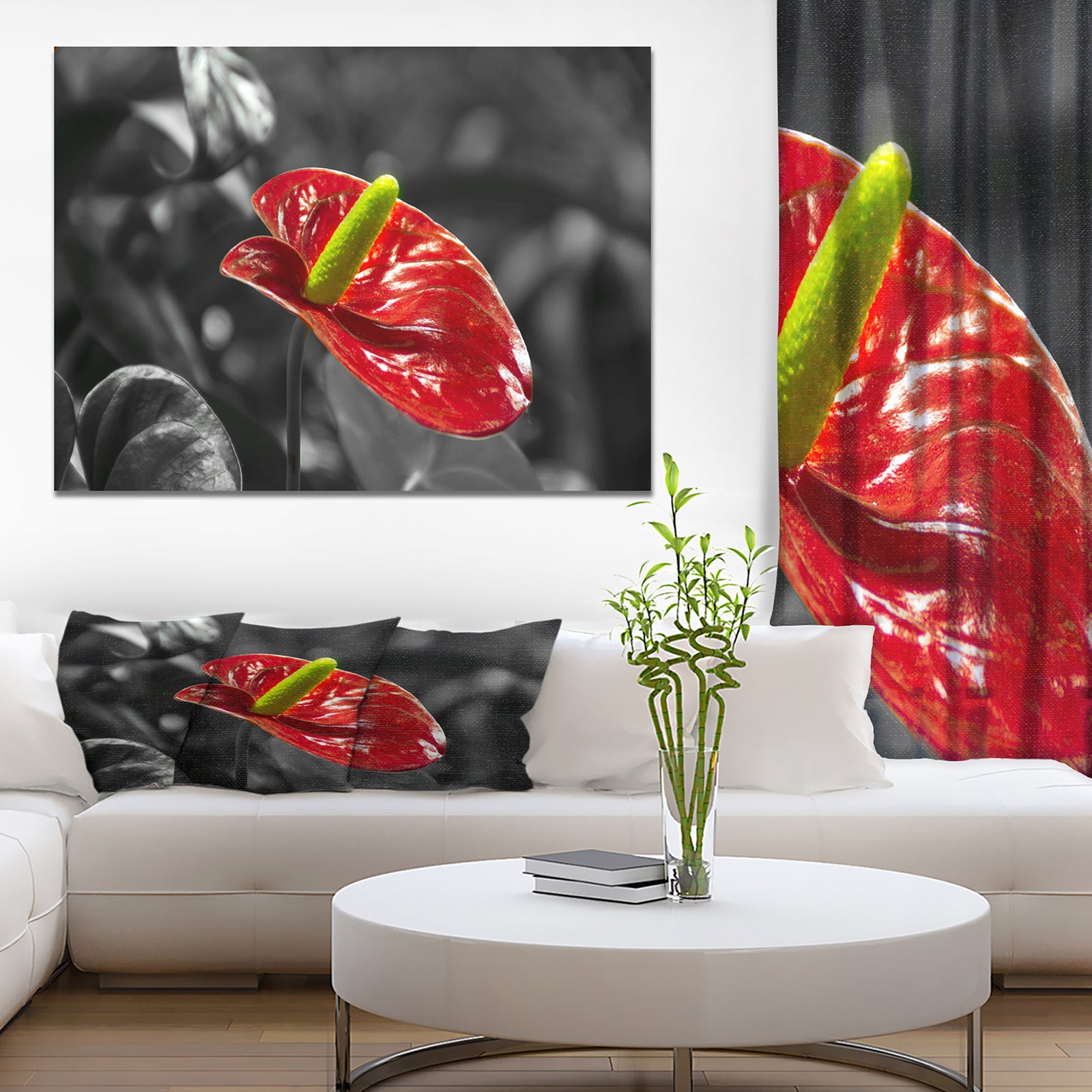 Red Anthurium - Floral photography on wrapped Canvas