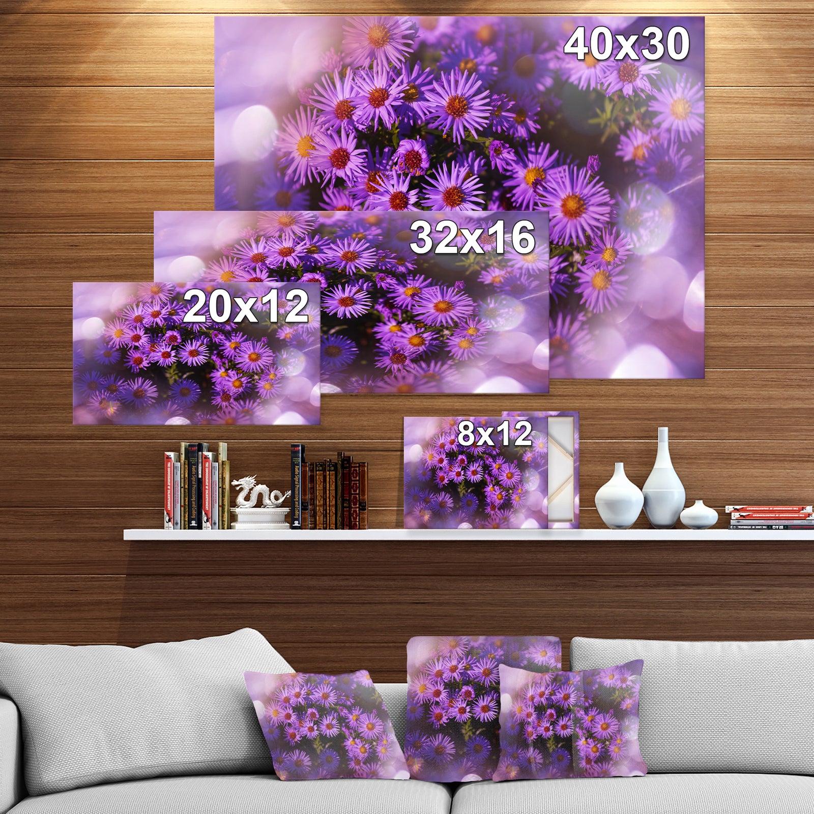 Purple Aster Flower Photograpy Art - Floral photography on wrapped Canvas