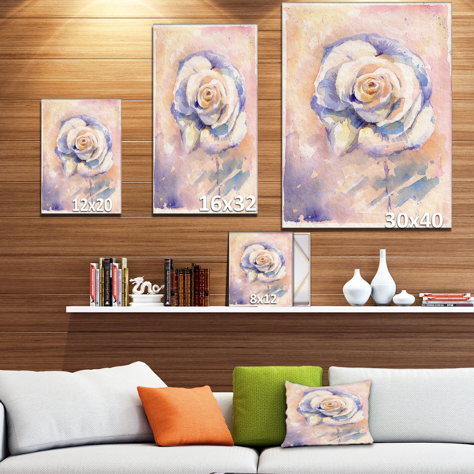 Rose Watercolor Painting artwork - Floral Painting Print on Wrapped Canvas
