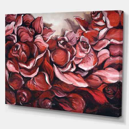 Red Roses Petal Photography Artwork - Floral Photography on wrapped Canvas